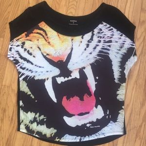Express M Tiger Lace Inset T-Shirt